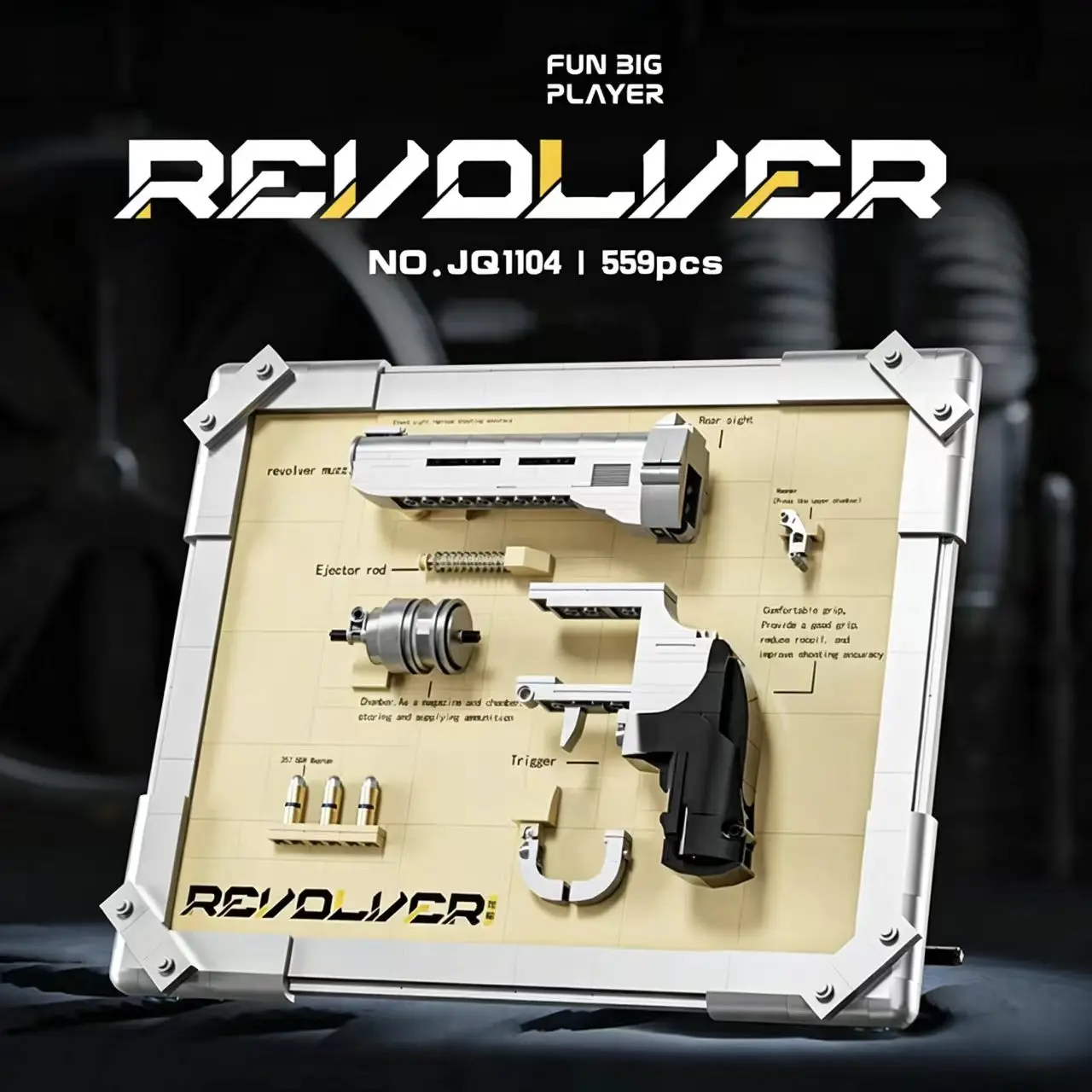 JQ1104 Mechanical Revolver Model Building Blocks 559Pcs Technical Assembly Bricks Kit DIY Collection Display Toy for Hobby Gift