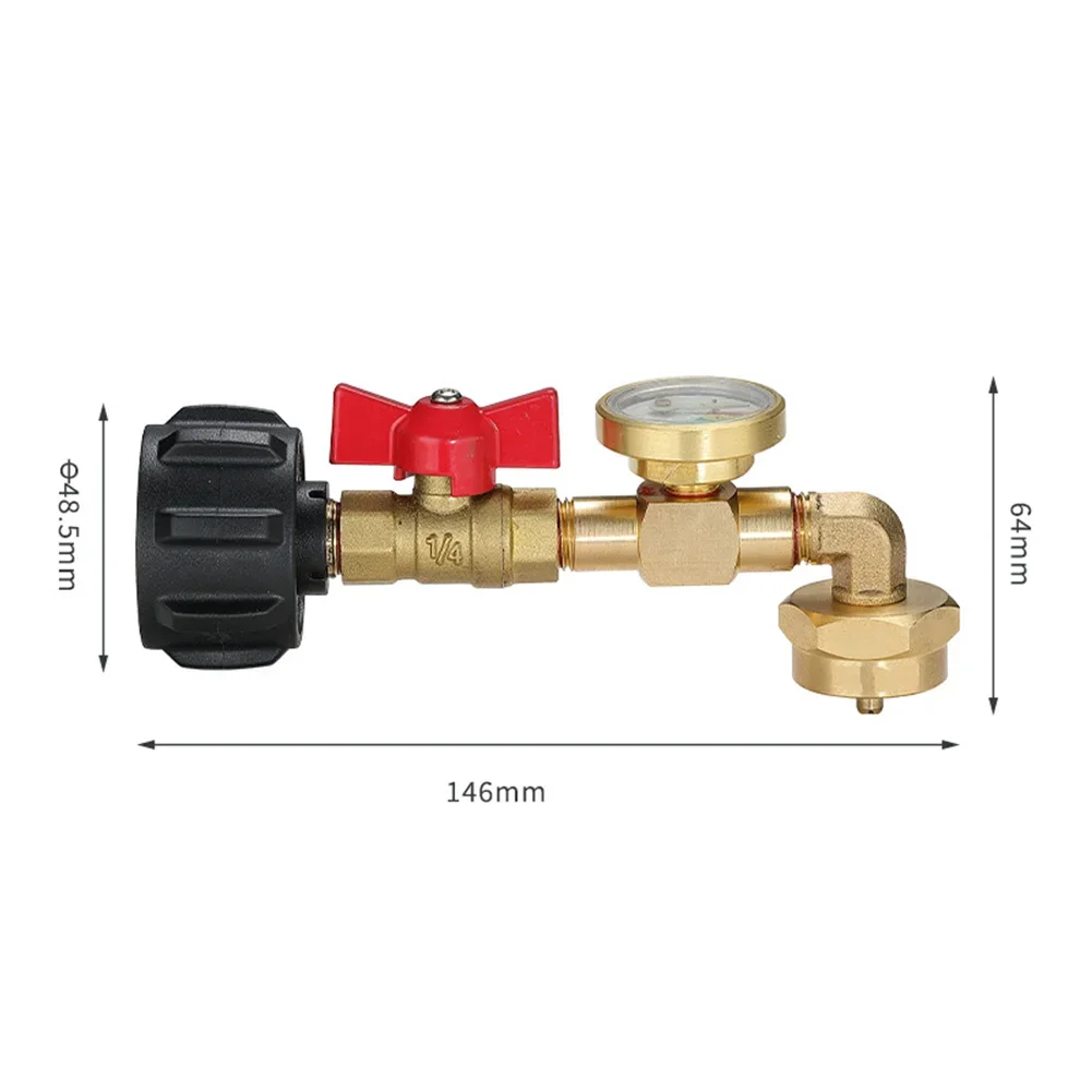 Upgraded Propane Refill Adapter 20lb to 1lb converter, Design with Valve and Gauge, QCC1 Propane Refill Adapter 90-Degree Elbow