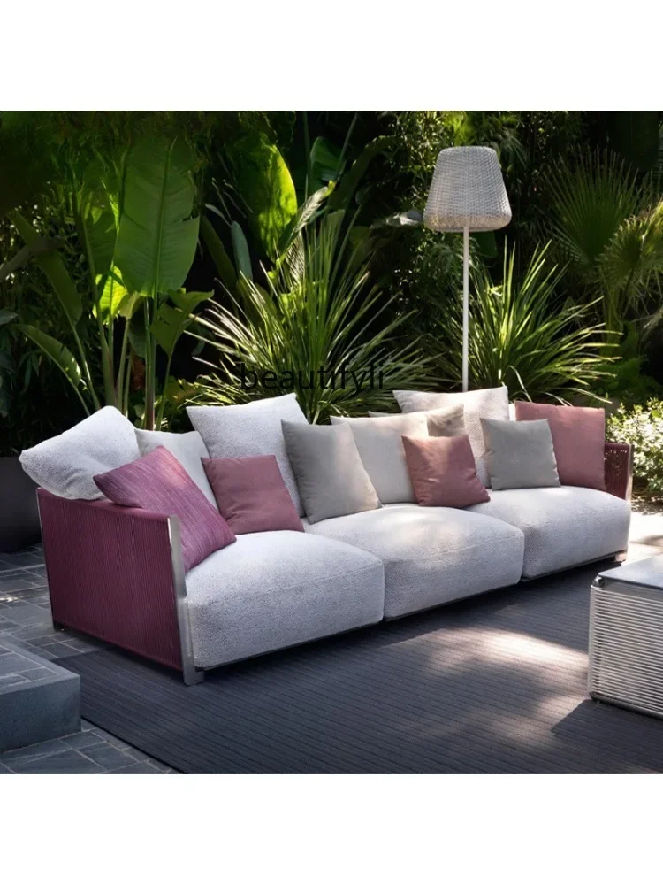 Outdoor Leisure Lazy Rattan Sofa Courtyard   Terrace Waterproof and Sun Protection High-Grade Rattan Furniture