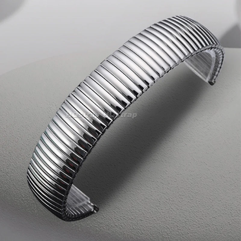 12mm 14mm 16mm 18mm 20mm 22mm Stainless Steel Strap Elastic Metal Stretch Expansion Watch Band Silver Gold Universal Bracelet
