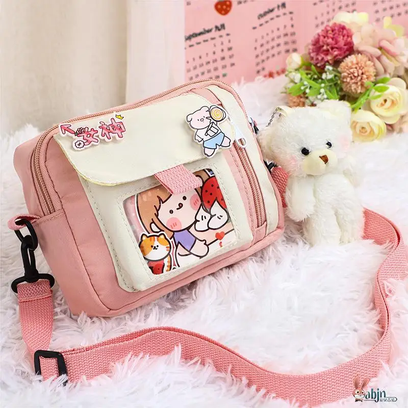 

Милая сумка-кроссбоди для девочек, маленькая модная сумочка для учениц начальной школы, стильная сумка через плечо ABENUOR Love Beige