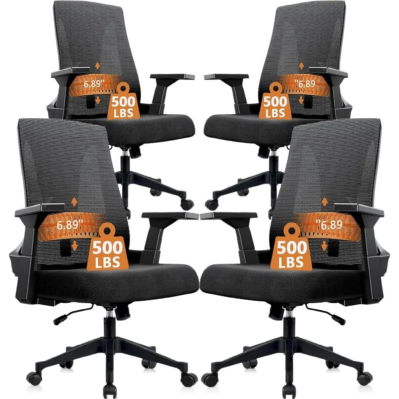 500lbs Big and Tall Office Chair Heavy Duty Mesh Ergonomic Computer Chairs with Adjustable Lumbar Support and Wide Comfy