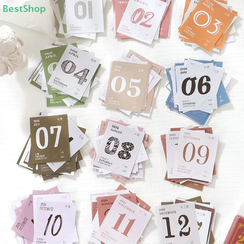 2026 Mini Calendar Daily Planner 365 Days Tear-Off Calendar For Office School Home Desk Organizer Notebook Gift For Students