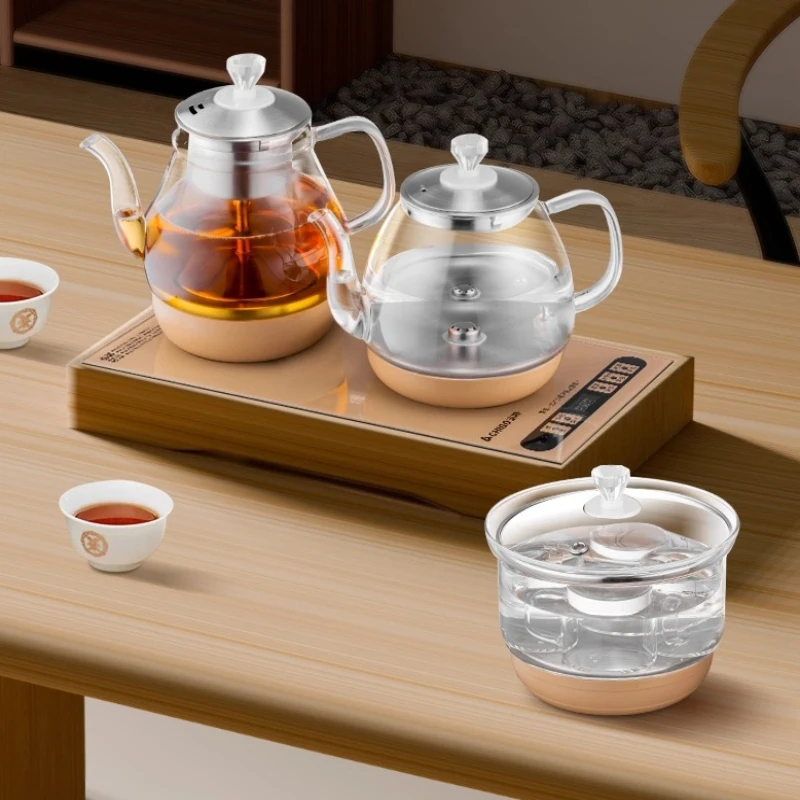 

Автоматический электрический чайник для заправки воды, стеклянный чайник, встроенное основание, двойной режим нагрева, многофункциональный контроль температуры для чая