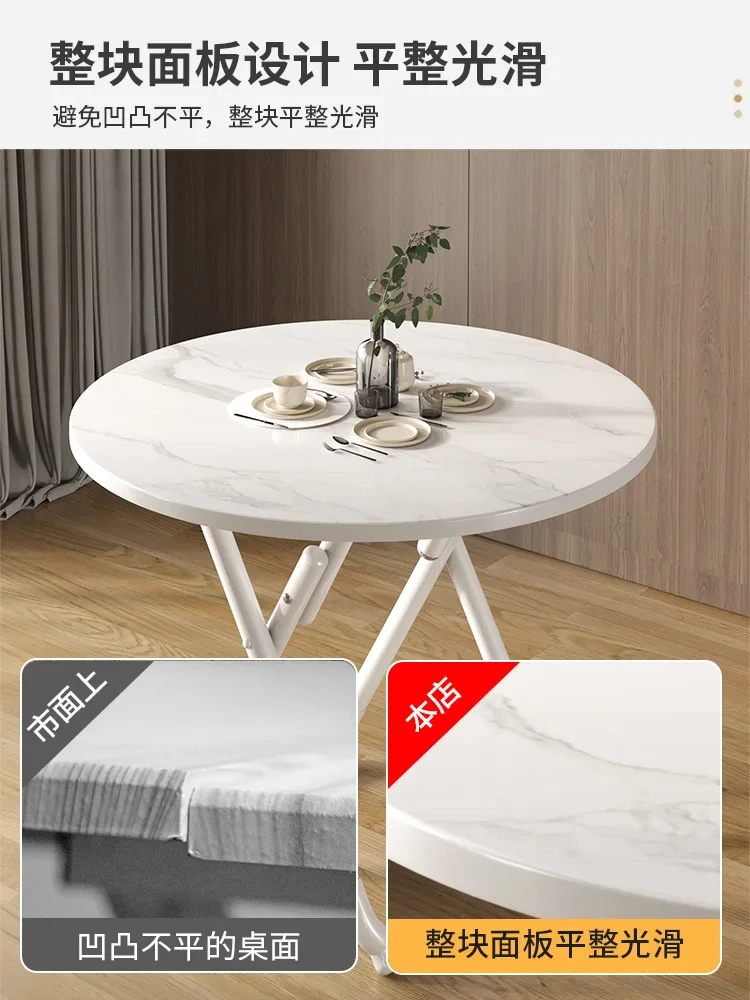 Foldable small round table table, household small unit, simple dining table, balcony small table, outdoor portable stall table