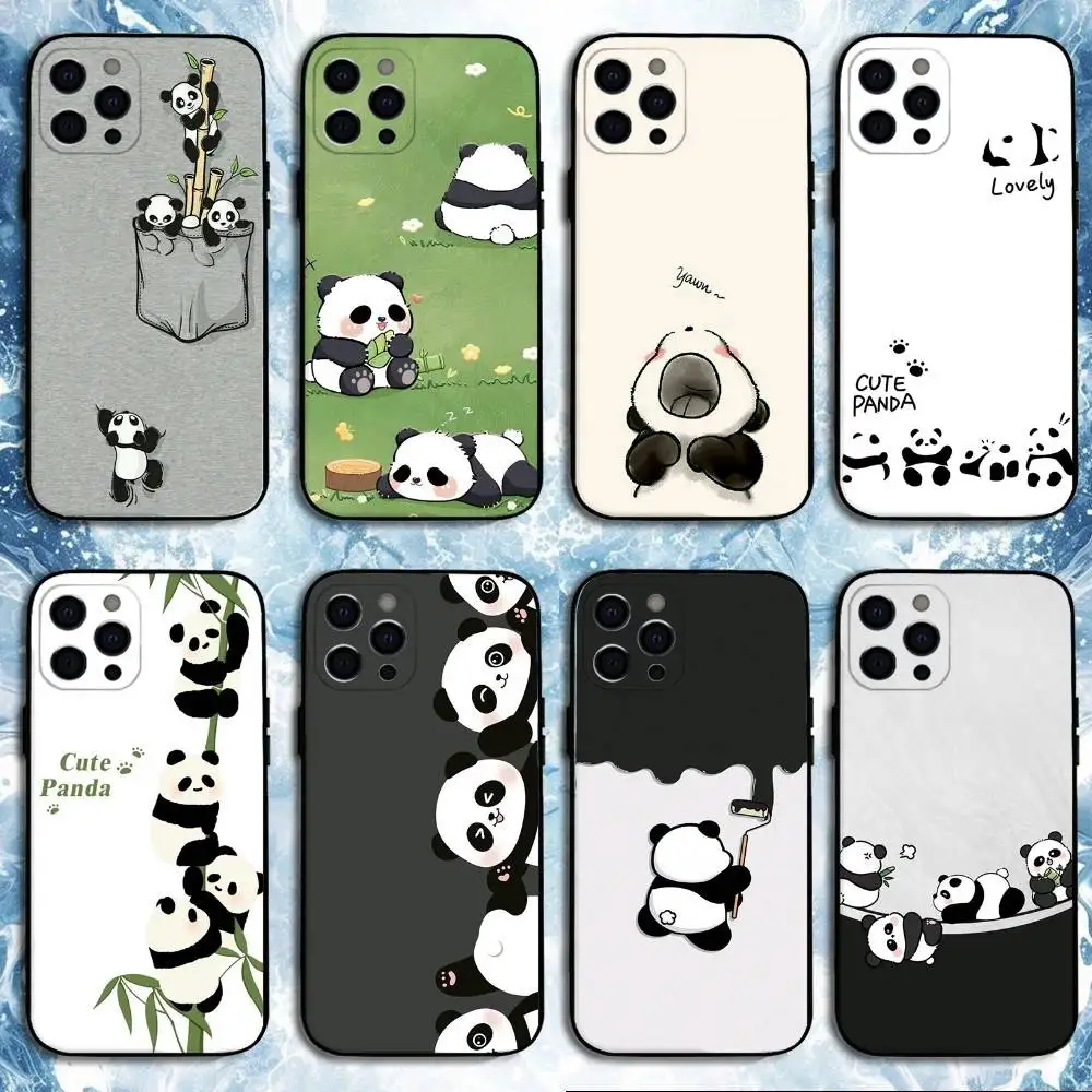 

Fubao panda Phone Case For iPhone17,16,15,14,13,12,11 Plus,Pro Max, Soft Silicone Black Cover
