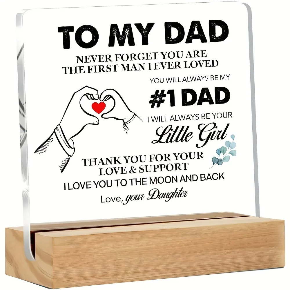 Plaque d'appréciation en acrylique sans cadre, cadeau de fille pour papa, pour Noël, anniversaire, récompense