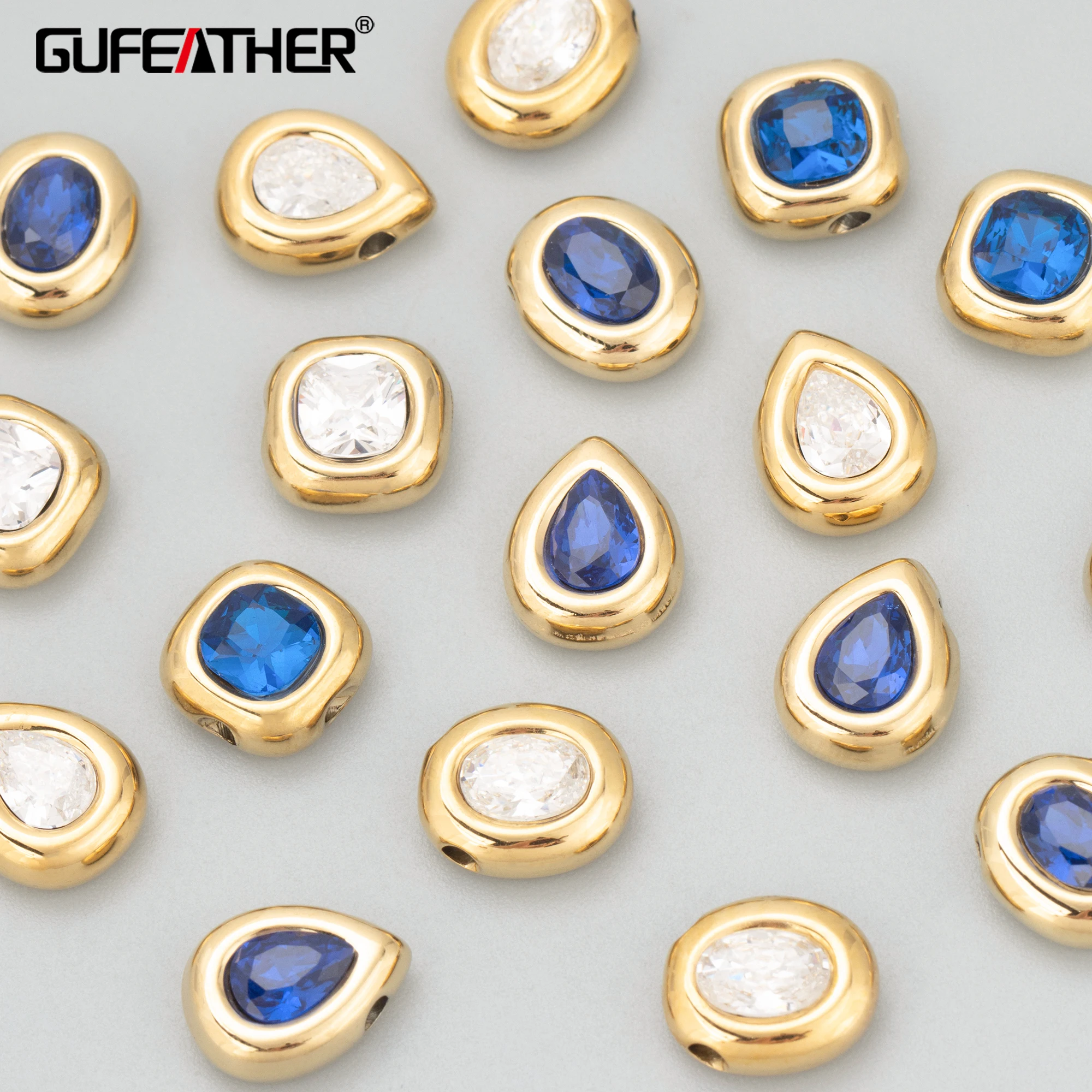 GUFEATHER,4pcs/lot,MI86，waterproof jewelry accessories,316L stainless steel,zircon,charms,jewelry making,diy pendants