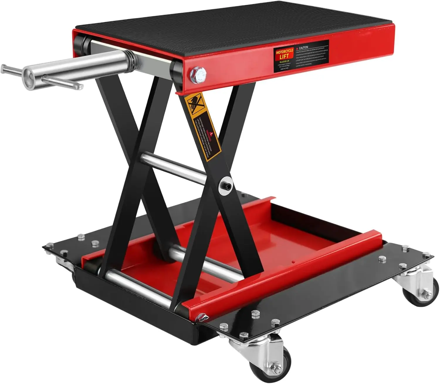

Motorcycle Scissor Lift Jack 1100LBS Heavy Duty Scissor Lift with Dolly & Hand Crank for Cruisers ATV Dirt Bike Wide Anti-Slip D