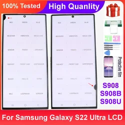 Для Samsung Galaxy S22 Ultra 5G ЖК-дисплей SM-S908 S908F S908U Замена дигитайзера сенсорного экрана с дефектами 100% тестирование