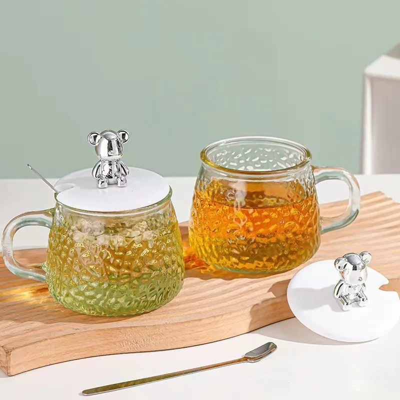 glass coffee   bubble tea household flower tea  heat-resistant hammer handle