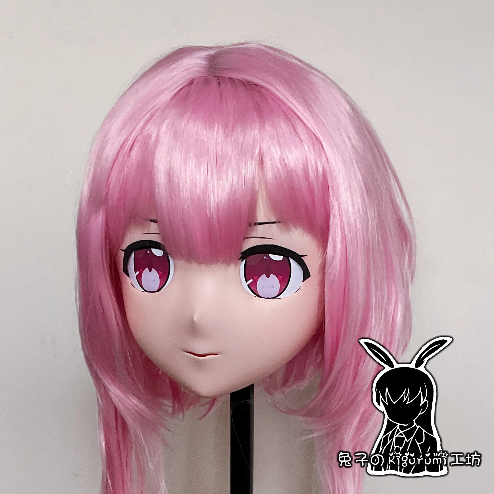 (A41) Custom Handmade Full Head Mask Pink Lovely Cartoon Silicone Anime Kigurumi Cosplay Mask