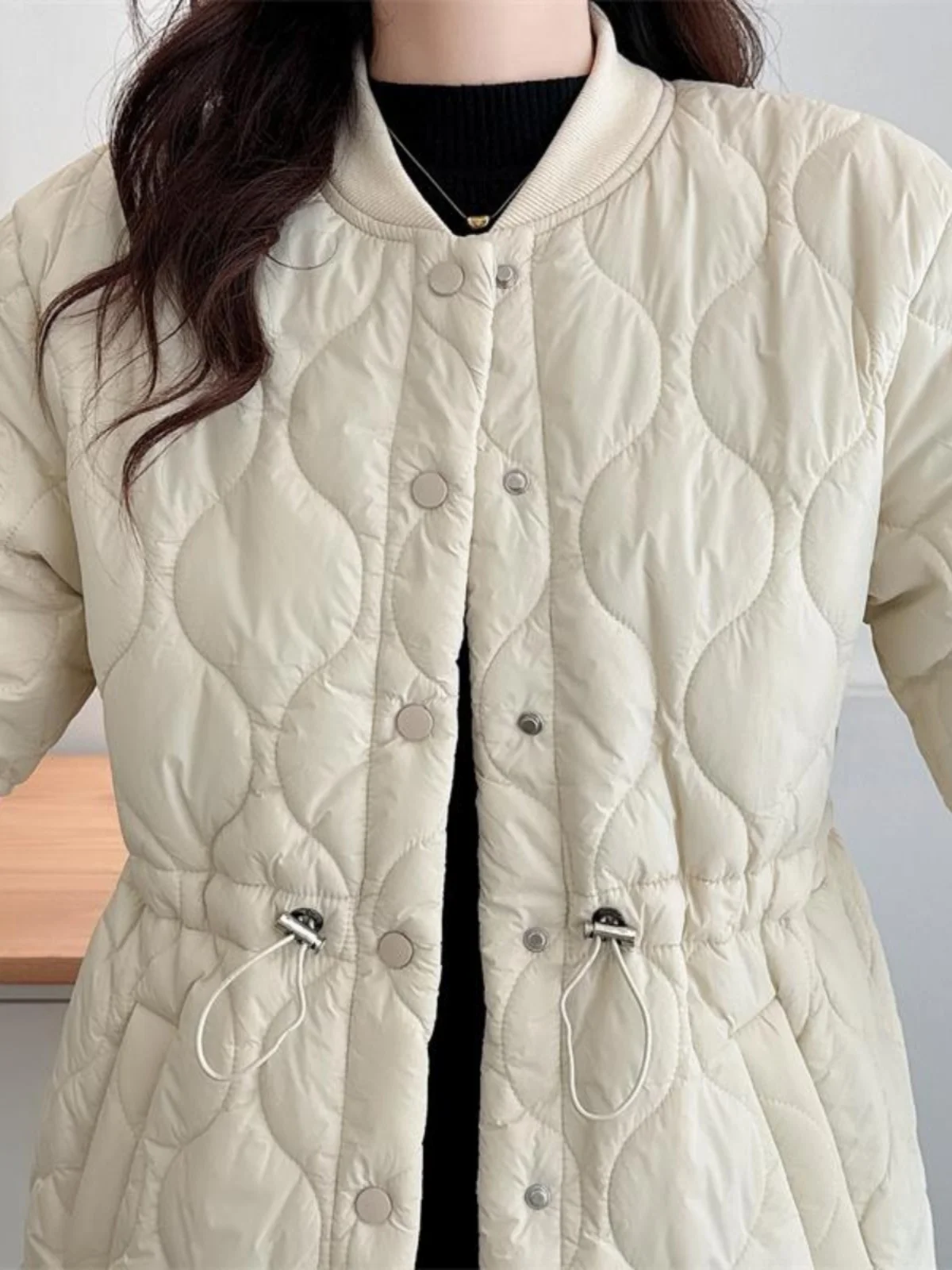 冬の女性の大きいサイズの新しい暖かい綿ジャケットファットMMミディアム丈ひょうたん柄Dstringコットンコートアウターウェア