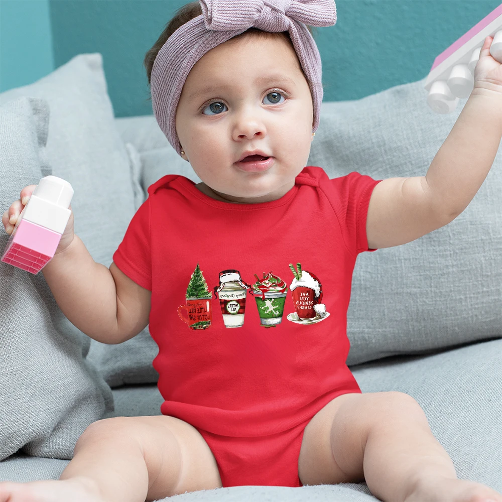 

Christmas Baby Girl Clothes Red Short Sleeve O-neck Ropa De Bebe Fashion Harajuku Newborn Bodysuits Xmas Eve Infant Onesies