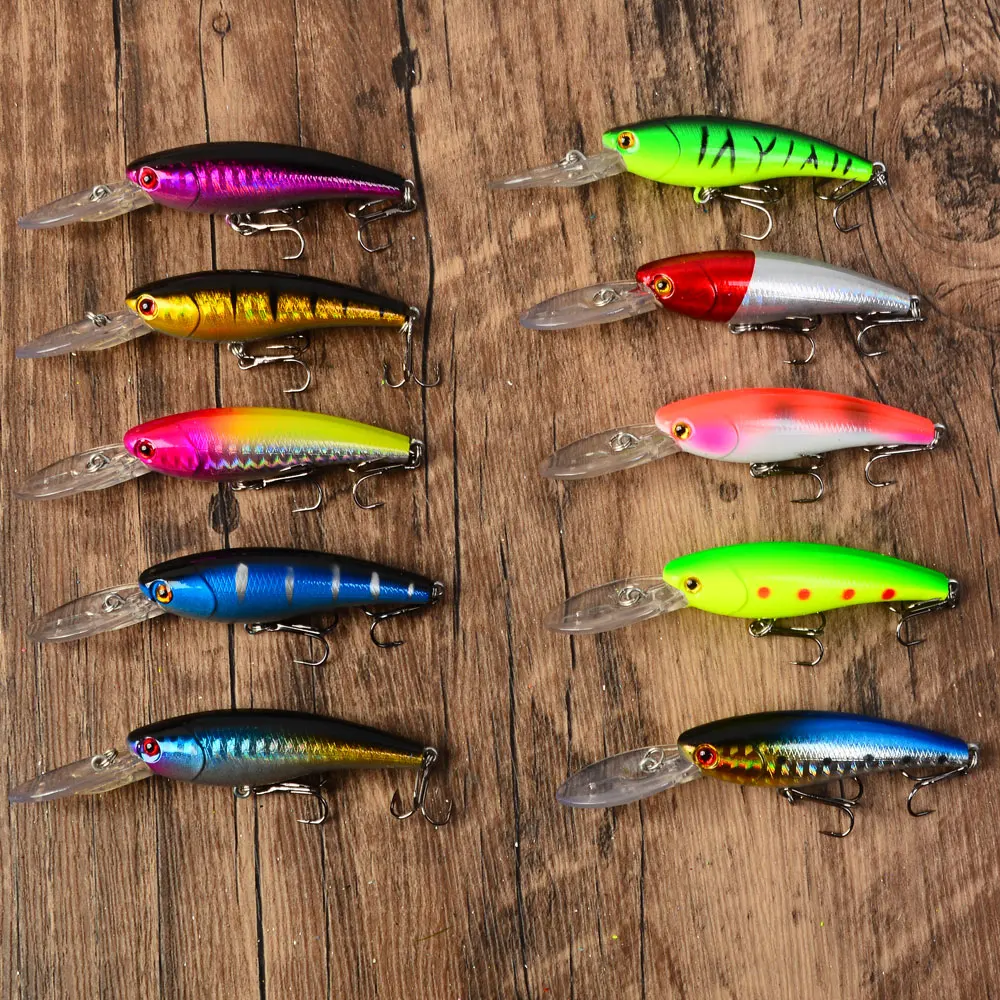 

10 шт., рыболовная приманка, плавающая водная приманка гольяна, отличное качество, жесткая приманка, окунь, крючок для морской воды