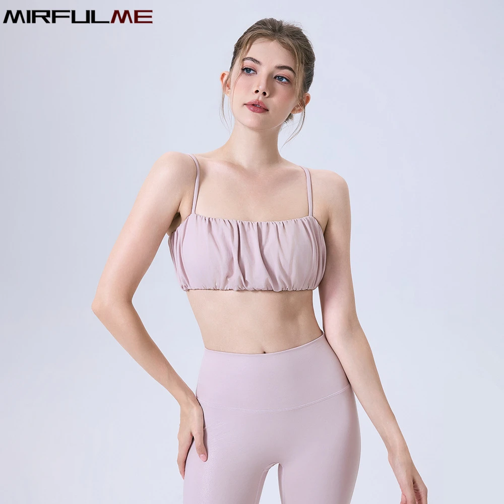 

Женские спортивные бюстгальтеры с пышными плиссированными камзолами, бюстгальтеры для йоги, топы с эффектом пуш-ап, нижнее белье с подкладкой, топы на бретелях для бега, популярный спортивный жилет для девочек, бюстгальтер