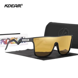 KDEAM One Piece Polarized Sunglasses Men's Oversized Wide Vision Sunglass With Special Curved Glasses Temples KD720