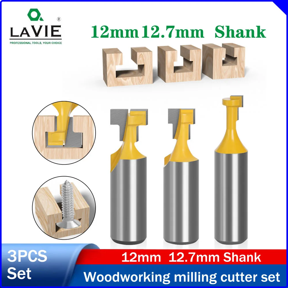 12/12.7mm Shank Woodworking Router Bit,Lock Hole Cutter,T-Handle Keyhole Bit for Photo Frame Wall Mount,Engraving Machine Cutter