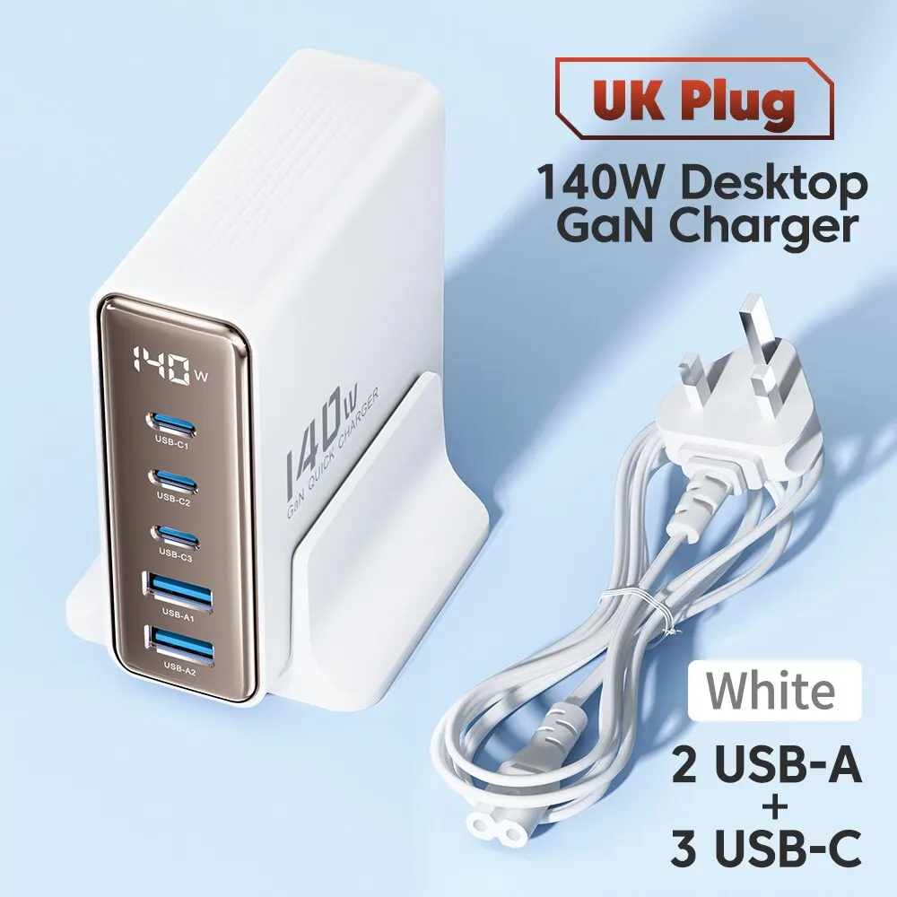 Toocki 140W Gan Usb Oplader 5in1 Desktop Snel Opladen Usb Type C Oplader Led Display Oplader Voor Iphone Xiaomi Smartphone Laptop