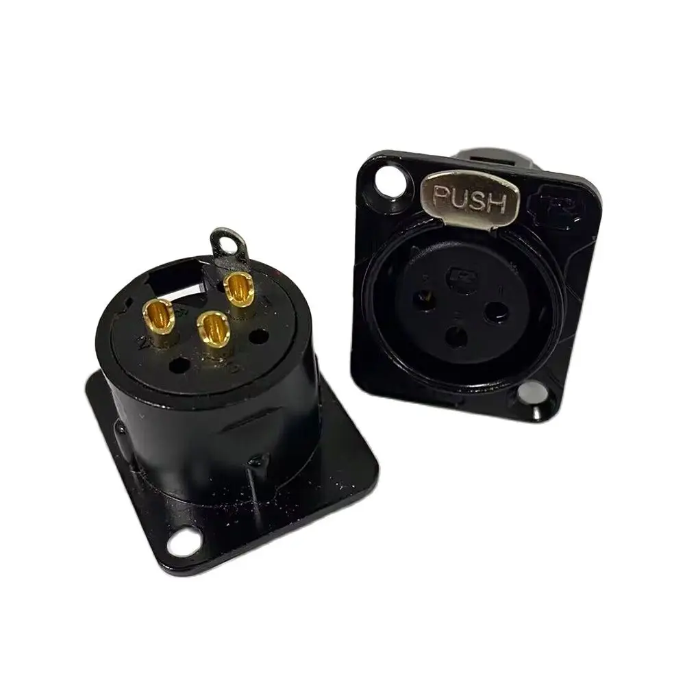 ขั้วต่อ XLR ตัวผู้ตัวเมียคุณภาพสูงปลาย3พินตัวขยายไมโครโฟนปลั๊กตัวแปลงทอง24K เทลลูเรียมทองแดงชุบ