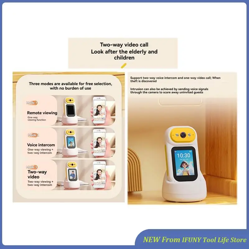 

360 ° Вращающаяся Wi-Fi камера радионяни с обнаружением движения, видеозвонок, внутренняя безопасность, ночное видение, двустороннее аудио, новинка