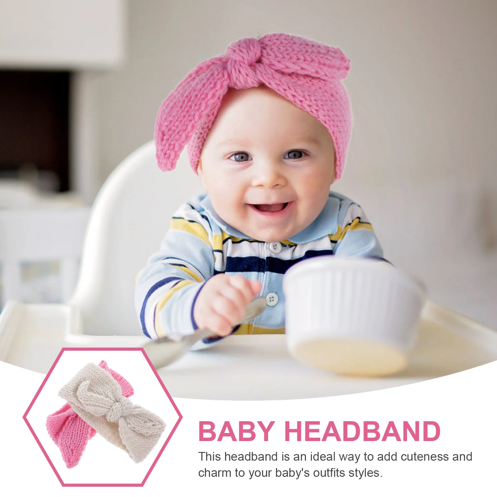 

2Pcs Baby Headbands Bow Knitted Hair Bands Baby Girl Hair Accessory Newborn Party Toddler Headband Bow Headband