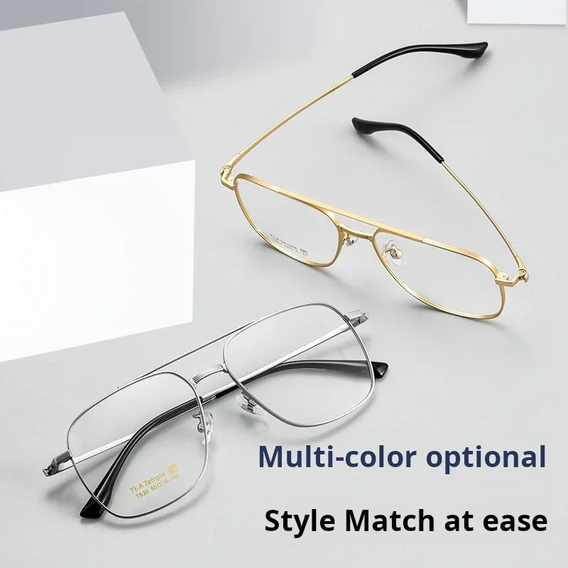 OLLYMURS خفيفة الطيار الرجال النظارات موضة ريترو التيتانيوم شعاع مزدوج البصرية وصفة طبية النظارات إطارات النساء T830T