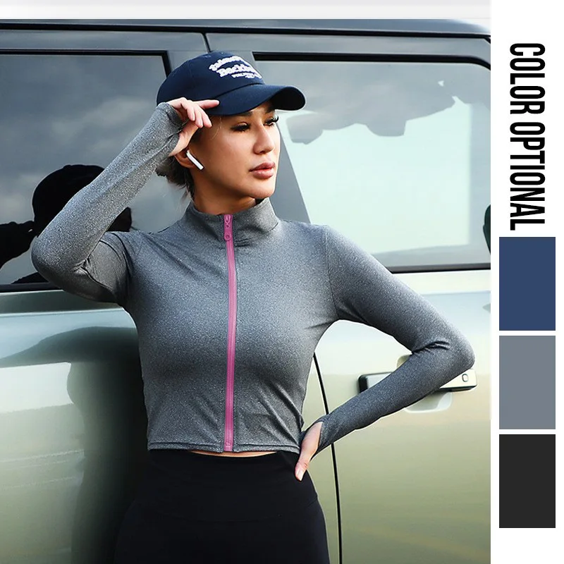 

Sports Warm Coat Integrated Training Wear Yoga Wear Long Sleeve Top Quick Drying Cardigan Zipper Fitness Wear Sport Coat Women