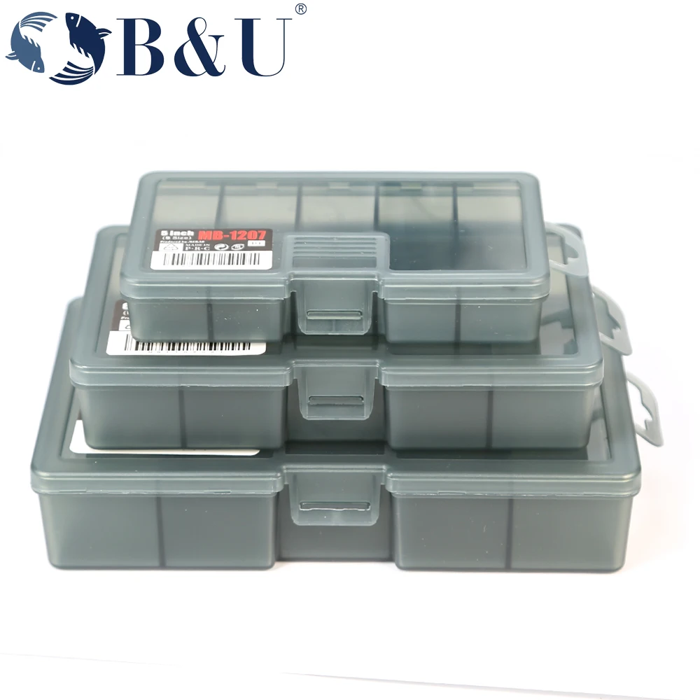 B & U Angeln Box Große Kapazität Schlanke 5-Fächer Klar Deckel Angeln Tackle Box Angeln Zubehör Locken Haken boxen Lagerung