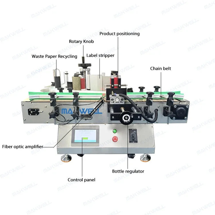 MAKWELL Automatic 3600BPH 4 Heads Filling Bottle Liquid Filling and Capping Labeling Machine