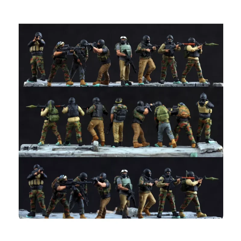 

Масштабная модель 1:72 из смолы: Отряд повстанцев-наемников - 8 солдат, подходят для сцен с танками и вертолетами, коллекционные декоративные фигурки для демонстрации.