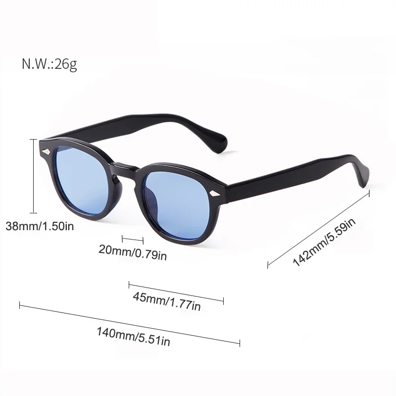 Fashion Transparent Blue Round Sunglasses Women Men 2024 Retro Rivet Tortoise Small Square Sun Glasses UV400 Lunettes De Soleil