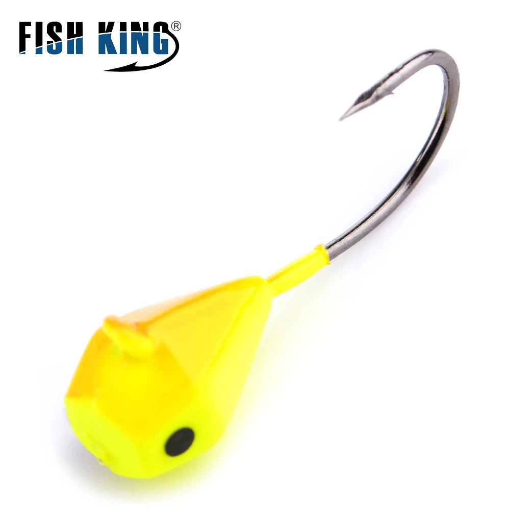 FISH KING 5pcs/pack Winter Ice Fishing Lure 1.0g/1.5g/1.6g/2.5g/5.0g Soft Bait Jig Head Small Ice Fishing Hook For Lure Worm