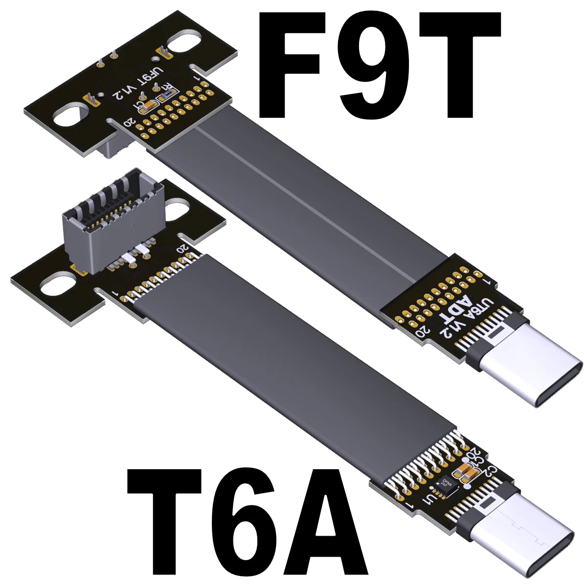 USB 3.2 Gen2x2 USB 20Gbps Type-C To Type-E Double Angled Fold 90 Degree Flat Extension Cable for ITX/ATX Motherboard A4 Case