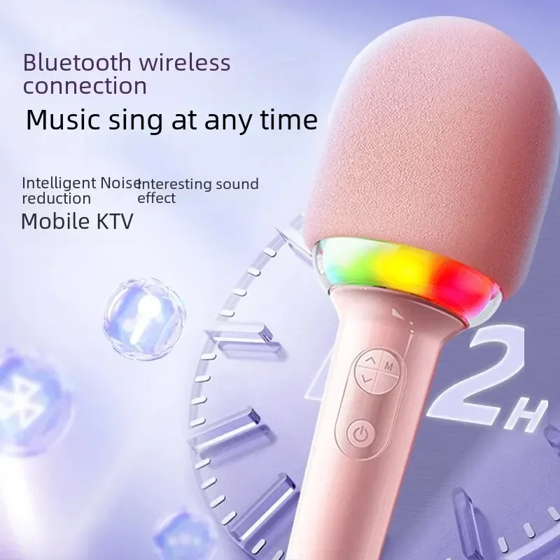 L8 Wireless Karaoke Microphone Bluetooth For Kids Mobile TV Card Insertion Sound Box Microphone Sound System Children's KTV Mic