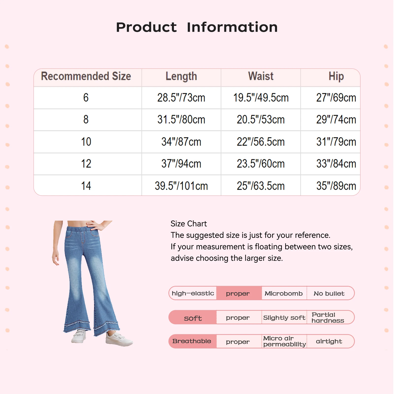 أطفال بنات البضائع الجينز سستة يطير مرونة الظهر الخصر جرس أسفل الدنيم السراويل المراهقين مدرسة بناطيل أطفال سراويل أنيقة 6 8 16