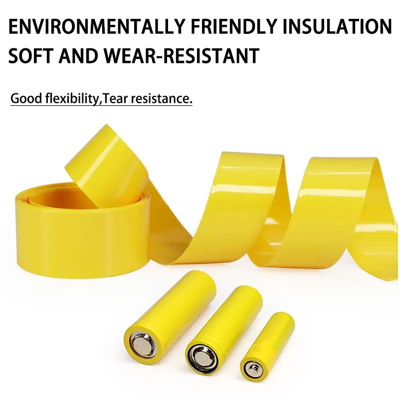 3/5M PVC Yellow Heat Shrink Tube Width 29.5mm~200mm 18650 Lipo Battery Pack Insulated Cable Sleeve Protection Battery Film Wrap