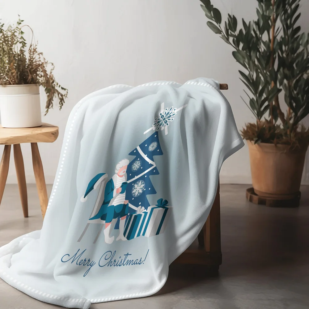 

Tu Cozy Christmas Throw Blanket Festive Holiday Decor Winter Warm Fleece Santa Claus Gift Merry Xmas Home Textile Soft Comfort H