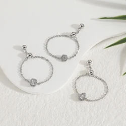 Newest Fashion Jewelry Rings Hot Selling Metal Zircon Adjustable Chain Design Women Finger Ring for Girl Lady Party Wedding Gift