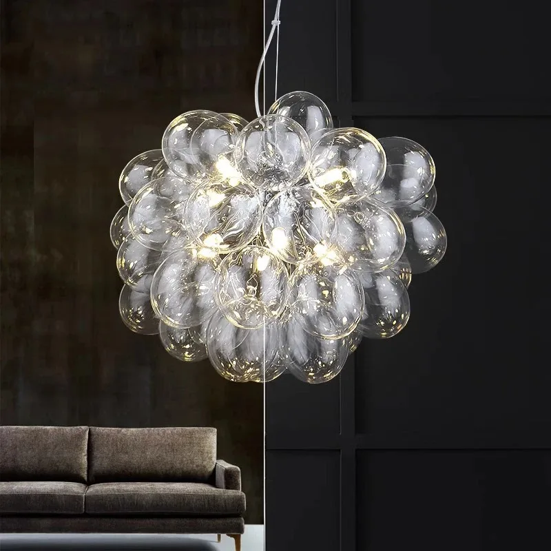 Modern Designer Grape Glass Chandelier For Living Room Dining Room Luminair Lampen Home Decoration Pendant Light Lustre Fixtures