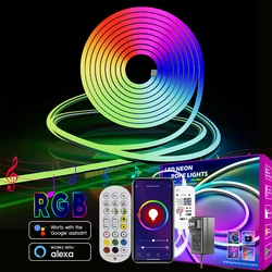 10M/32,8ft TUYA światła neonowe LED wodoodporna elastyczna neonowa diody na wstążce LED 12v-24V RGB LED Neon lina oświetlenie do sypialni pokoju