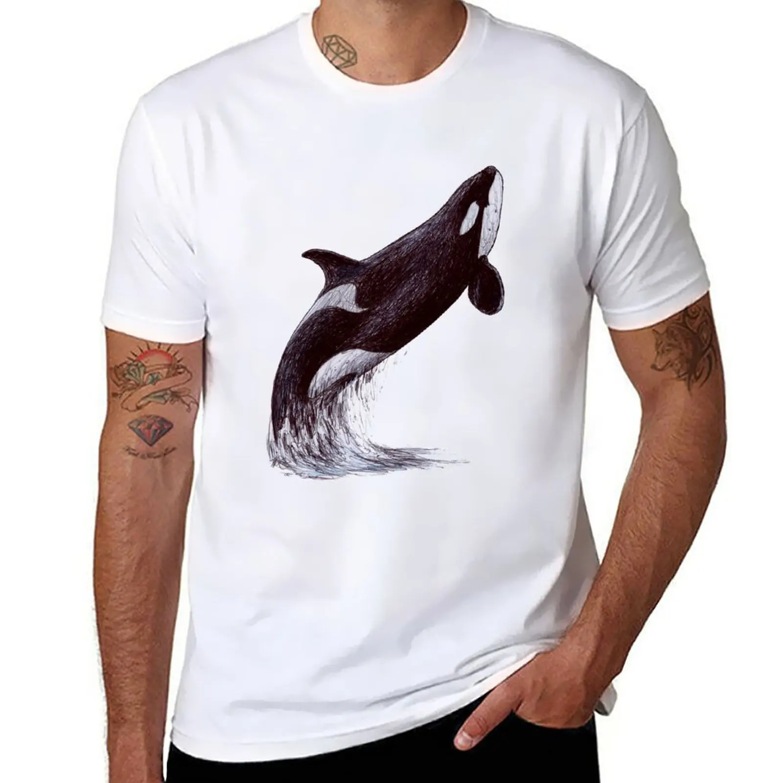 

New Kalina the Killer Whale Scribble T-Shirt summer top Short t-shirt mens funny t shirts