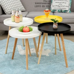 Mumucc Yellow Coffee Table,Bedside Desk,White Nordic Modern Minimalist Indoor Small Round Desk,Black Outdoor Fishing Table
