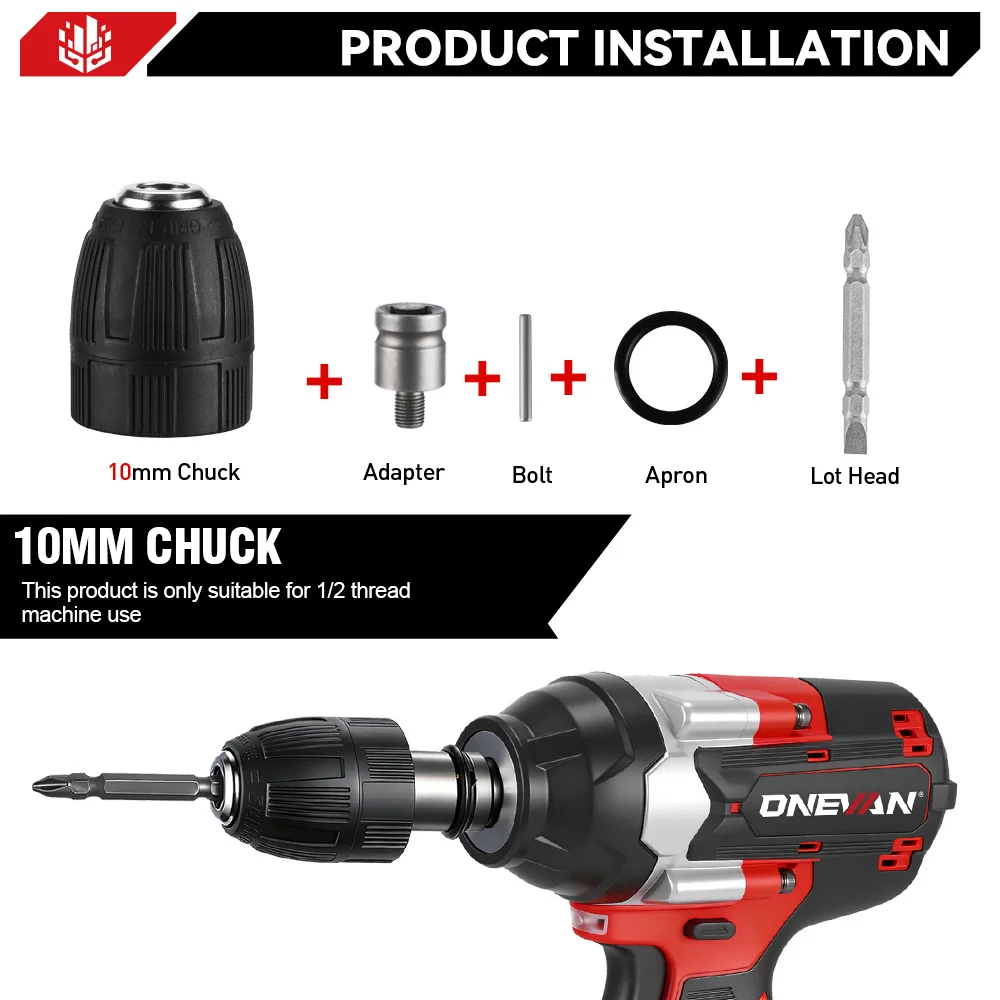 ONEVAN 1800N.M Drehmomentstarker bürstenloser elektrischer Schlagschrauber 1/2 Zoll Akku-Bohrschrauber Autoreparatur-Elektrowerkzeug für Makita 18V Akku – Detail 9