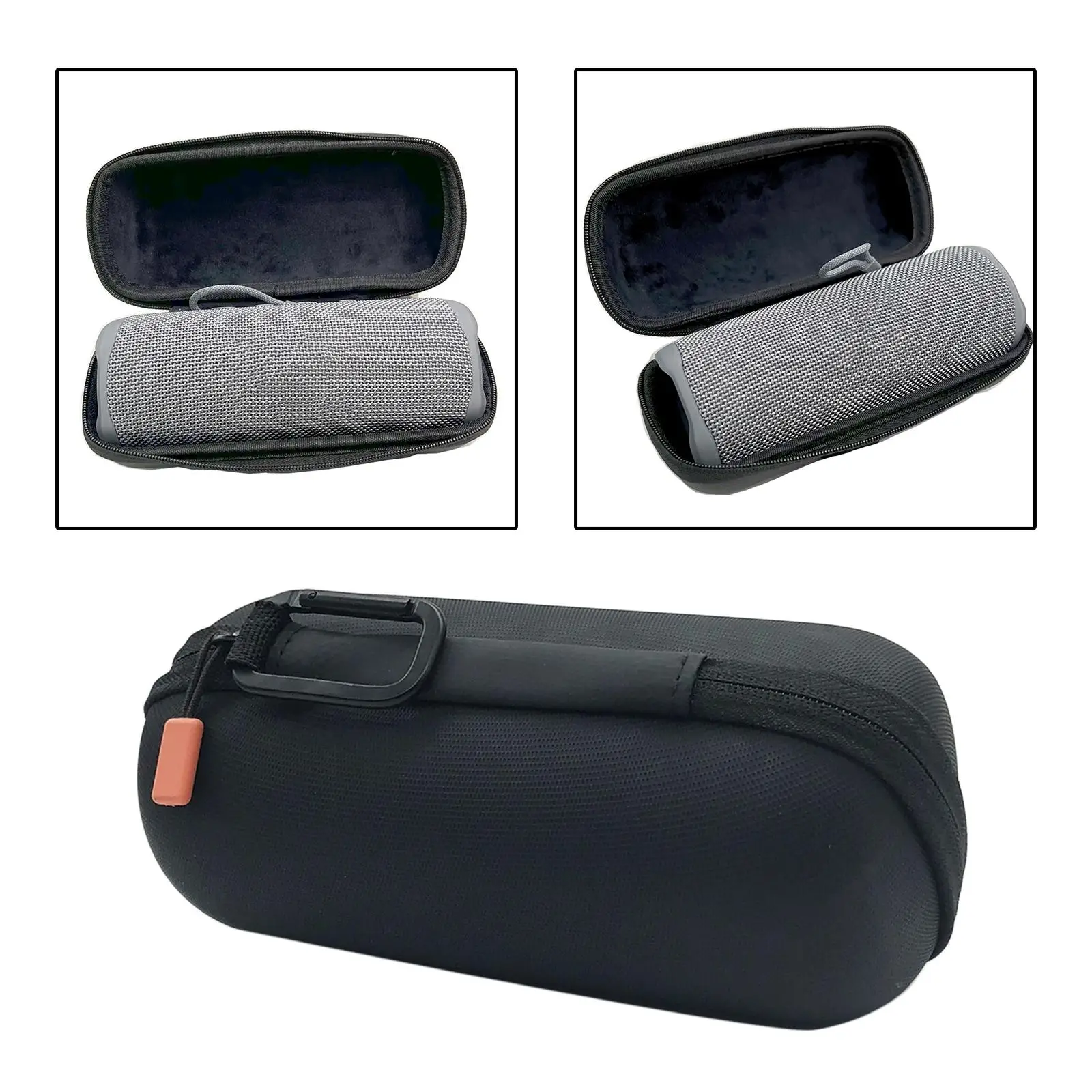 Zippered Hard Travel Case, Shock Anti Scratch W/Carabiner Storage Bag for Speaker