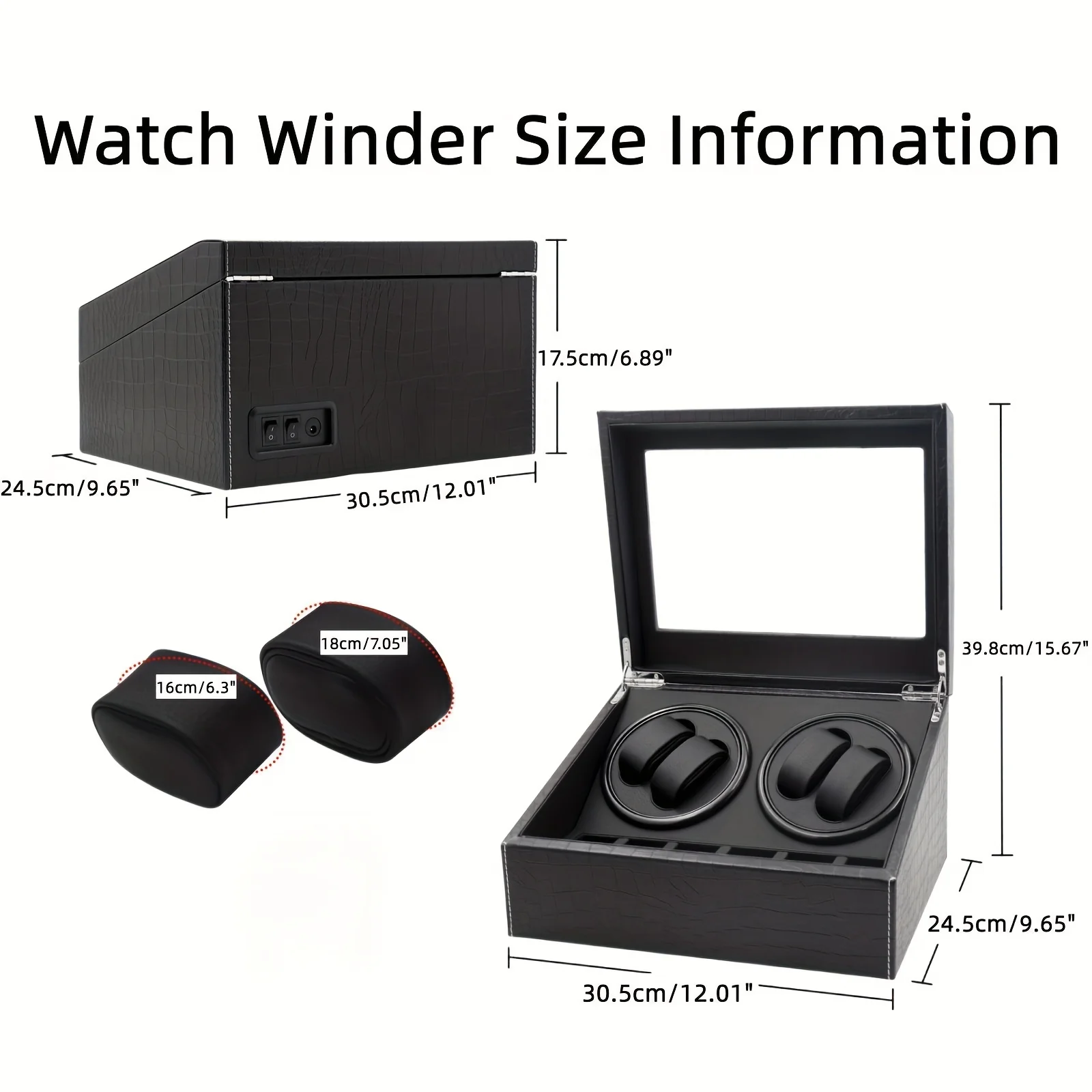 Bobinadora de reloj automática con 4 + 6 ranuras, Motor silencioso de cuero PU, bobinadora de reloj mecánico de bajo ruido, regalo de cumpleaños para hombres y mujeres, 1 ud.