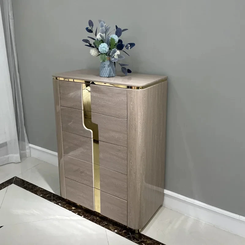 ห้องนอนฮ่องกงตู้เก็บของเรียบง่ายอิตาลีตู้เสื้อผ้าไม้เนื้อแข็งหรูหราแสง