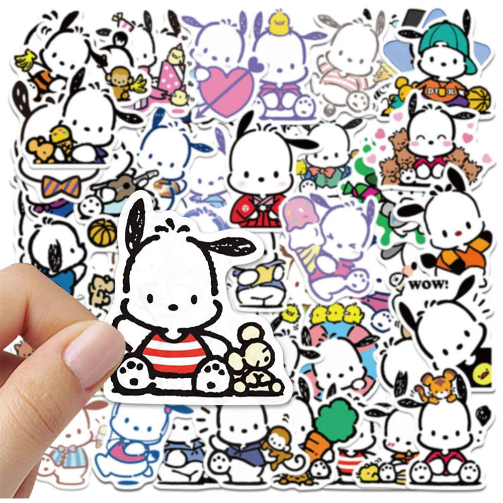 10/30/50pcs Sanrio Pochacco Cartoon Stickers Aesthetic DIY Scrapbooking Laptop Luggage Waterproof Cute Stickers for Kids Girls