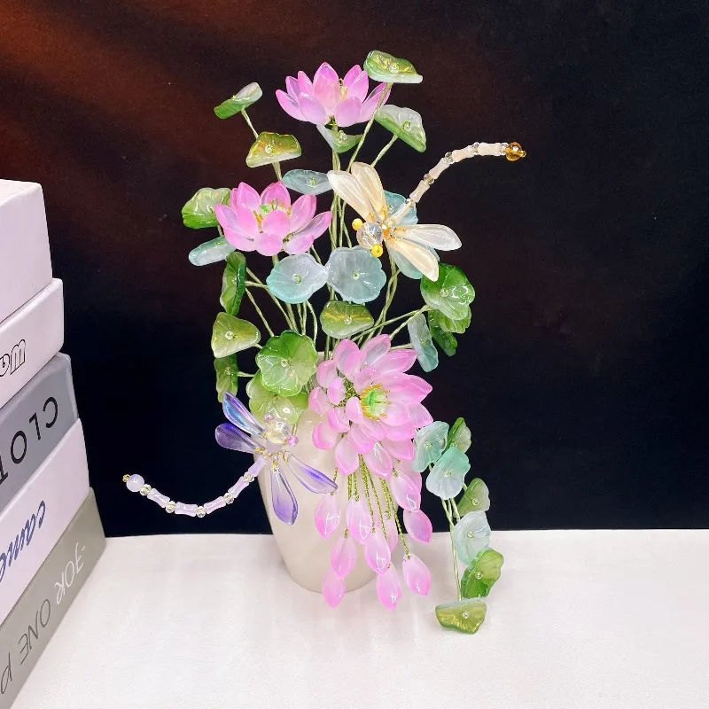 Pure handmade glazed lotus potted plants, home improvement, living room dining table, high-end jewelry, light luxury, simple pas
