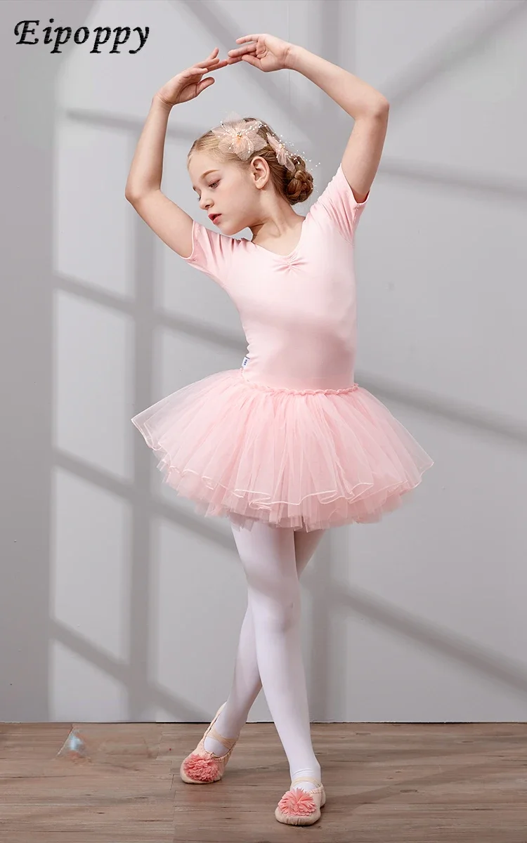 Children's Dancing Clothes Women's Summer Short-Sleeved Girls' Exercise Clothing Toddler Ballet Dance Dress Chinese